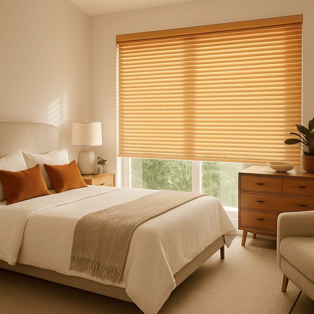 Quarto aconchegante com luz natural Persiana horizontal